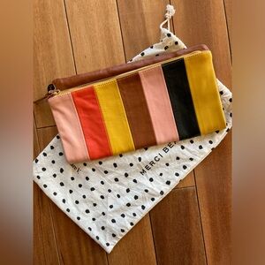 Clare V Patchwork fold over clutch georgia midi stripe